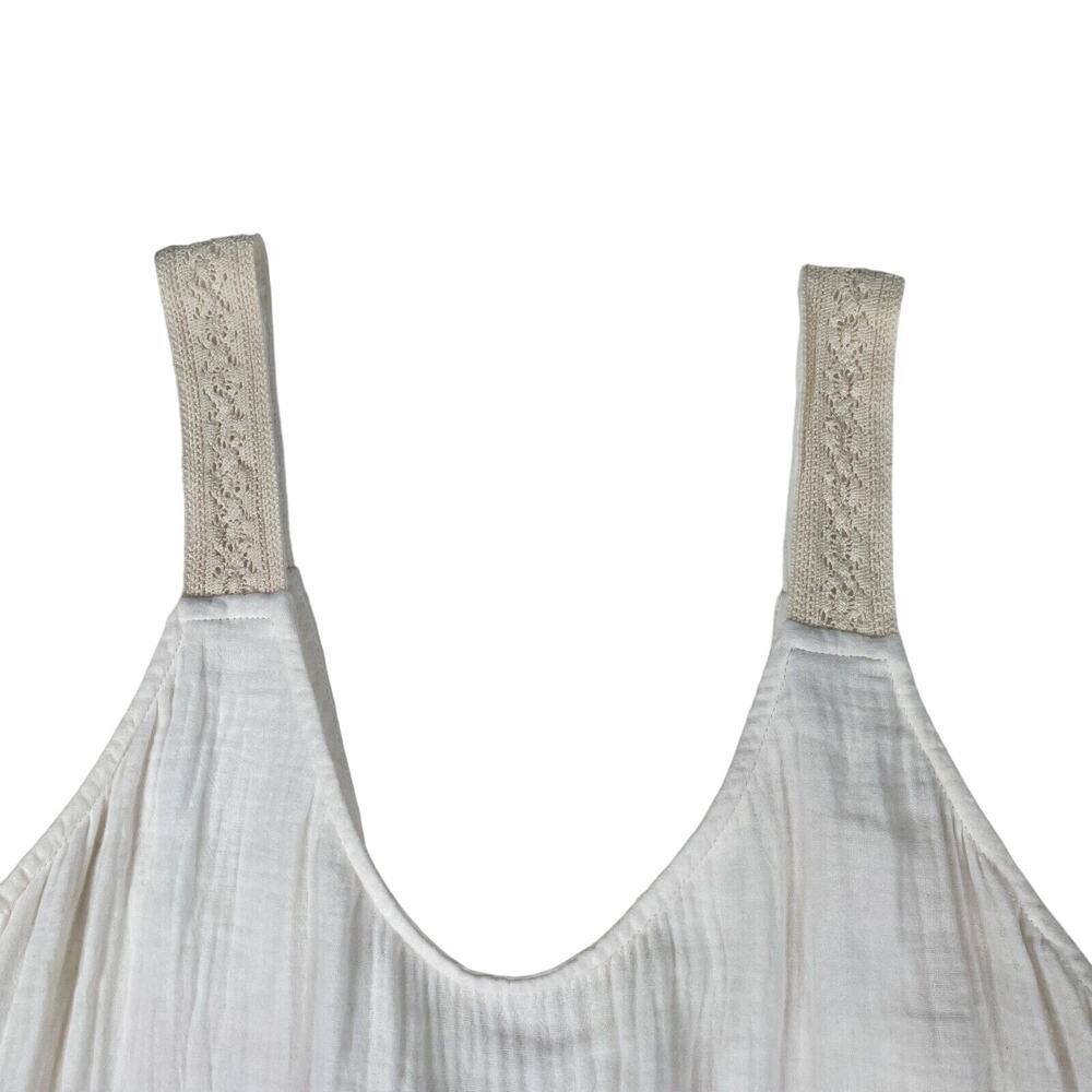 UpWest Plisse White Crochet Lace Detail Soft 100% Organic Cotton Maxi Dress M - Picture 8 of 16